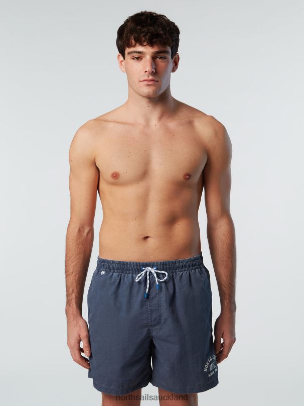 WASHED FABRIC SWIM SHORTS Dark denim Beachwear Men X20HV397 North Sails