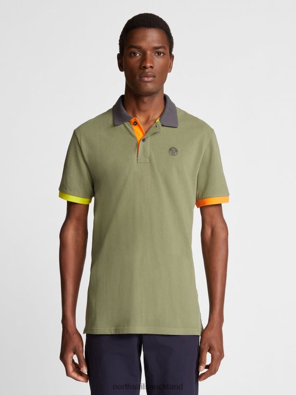 COLOUR-BLOCK POLO SHIRT Olive green Clothing Men X20HV1144 North Sails