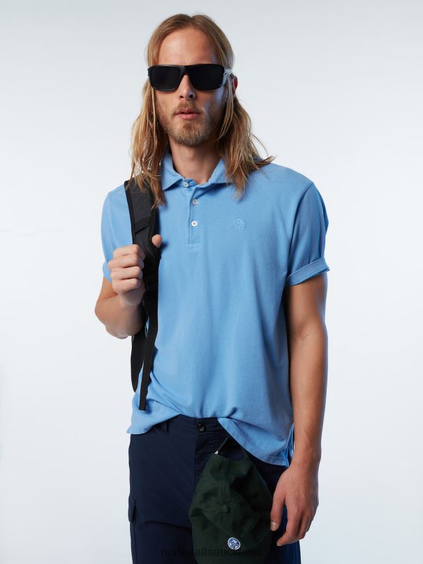 Organic Cotton Polo Shirt NEW Cornflower blue Clothing Men X20HV112 North Sails