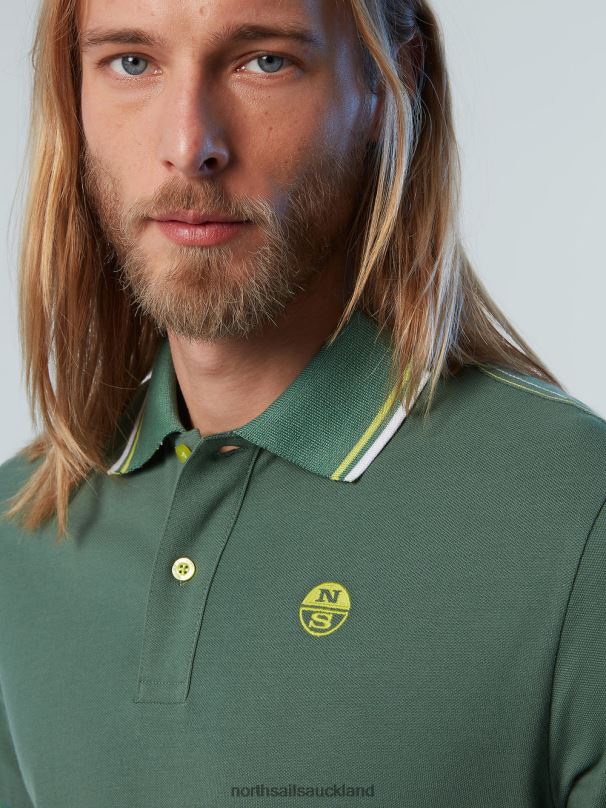 Organic Cotton Polo Shirt NEW Military green Clothing Men X20HV84 North Sails