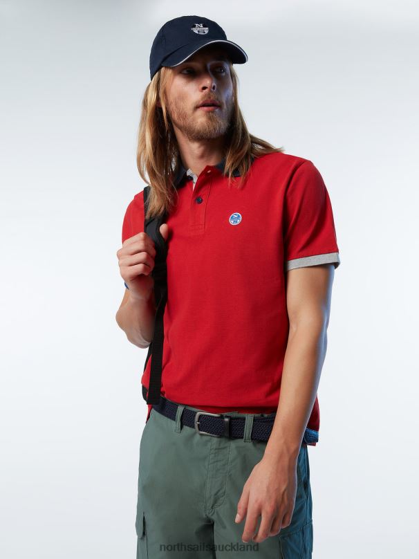 Organic Cotton Polo Shirt NEW Red Clothing Men X20HV97 North Sails