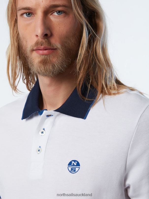 Organic Cotton Polo Shirt NEW White Clothing Men X20HV114 North Sails