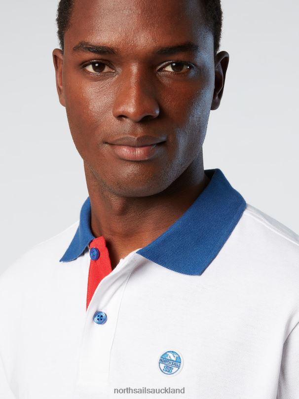 Organic Cotton Polo Shirt NEW White Clothing Men X20HV96 North Sails