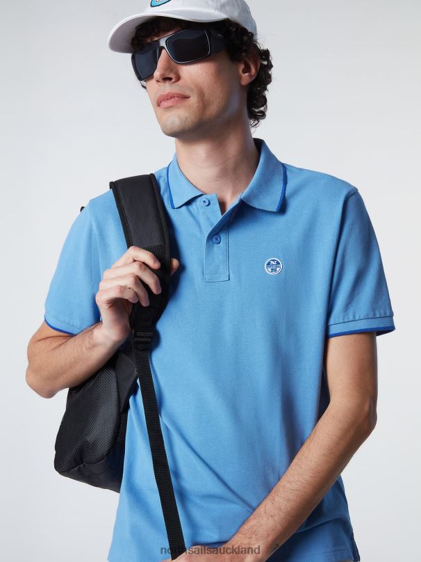 Organic Cotton Polo Shirt SALE Cornflower blue Clothing Men X20HV78 North Sails