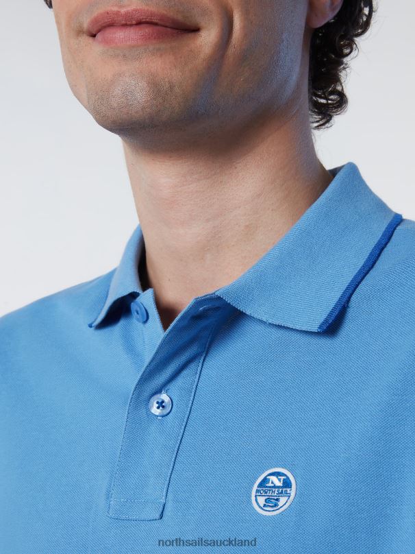 Organic Cotton Polo Shirt SALE Cornflower blue Clothing Men X20HV78 North Sails
