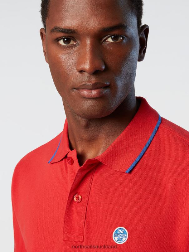 Organic Cotton Polo Shirt SALE Red Clothing Men X20HV68 North Sails