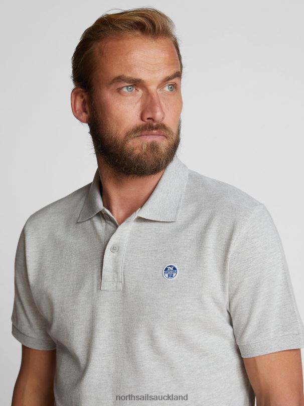 POLO SHIRT WITH CHEST LOGO Grey melange Clothing Men X20HV1206 North Sails