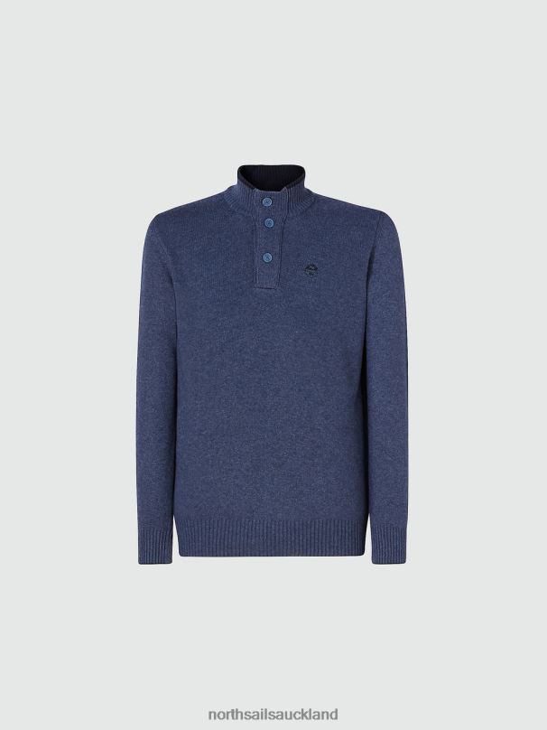 JUMPER WITH BUTTONS China blue melange Clothing Men X20HV727 North Sails