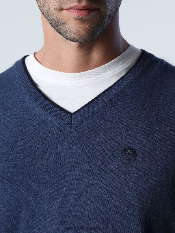 JUMPER WITH V-NECK China blue melange Clothing Men X20HV806 North Sails