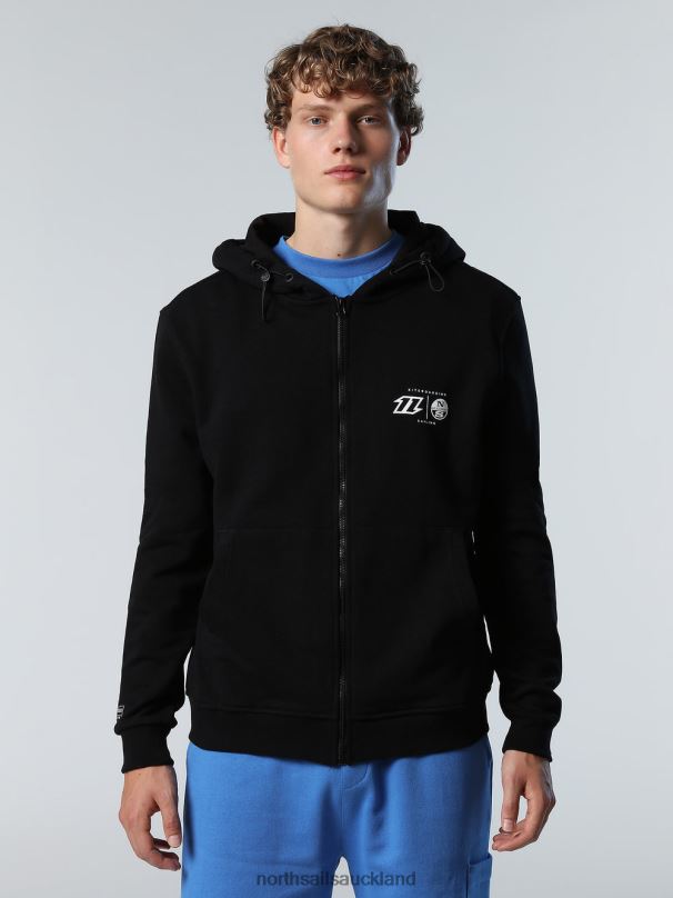 HOODIE FULL ZIP SWEATSHIRT KITE Black Clothing Men X20HV264 North Sails