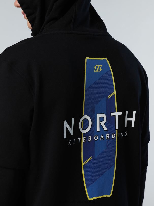 HOODIE FULL ZIP SWEATSHIRT KITE Black Clothing Men X20HV264 North Sails