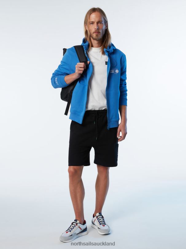 HOODIE FULL ZIP SWEATSHIRT KITE Digital Blue Clothing Men X20HV262 North Sails