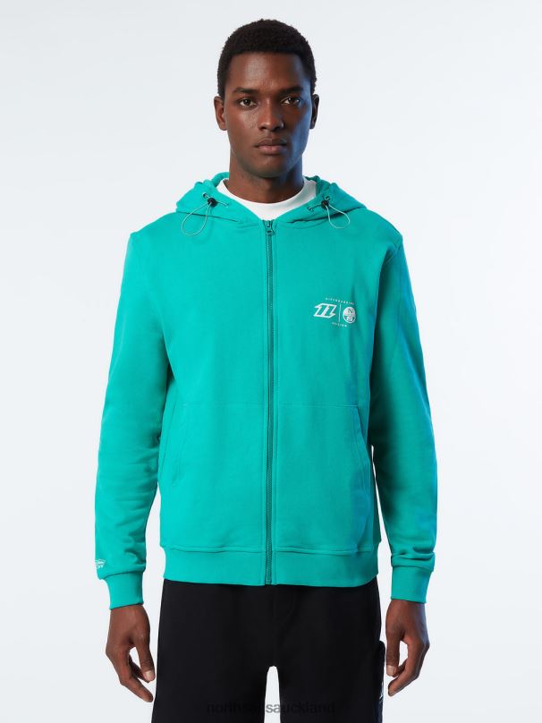 HOODIE FULL ZIP SWEATSHIRT KITE Green Clothing Men X20HV261 North Sails