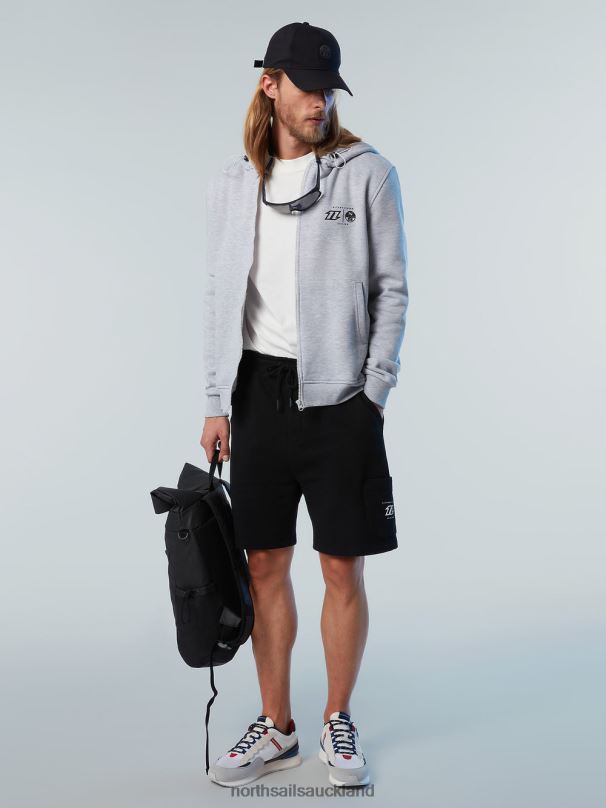 HOODIE FULL ZIP SWEATSHIRT KITE Grey melange Clothing Men X20HV263 North Sails