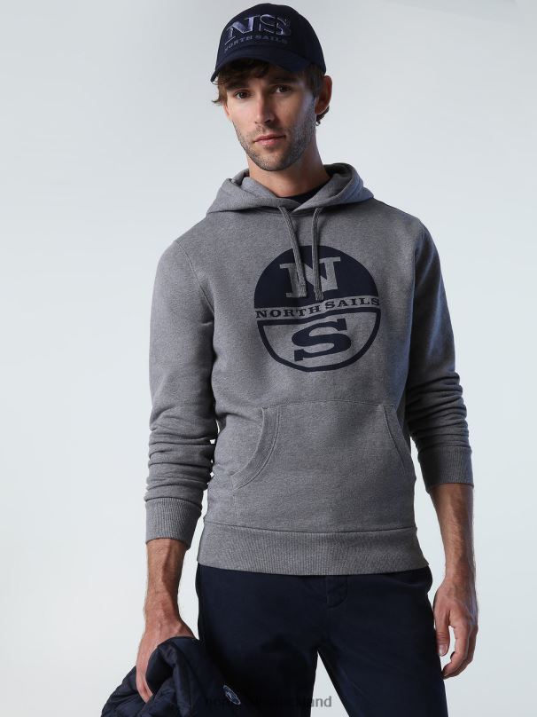 LOGO HOODIE Medium grey melange Clothing Men X20HV788 North Sails