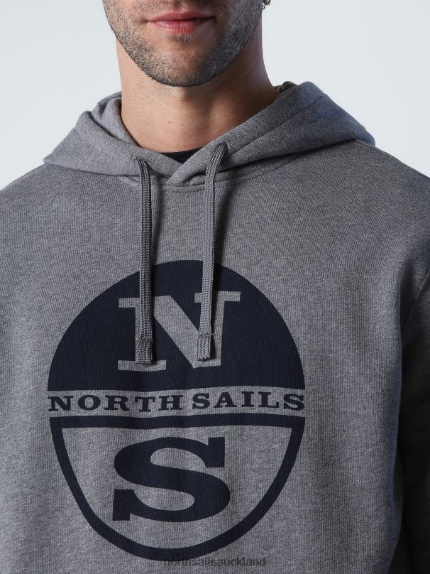 LOGO HOODIE Medium grey melange Clothing Men X20HV788 North Sails
