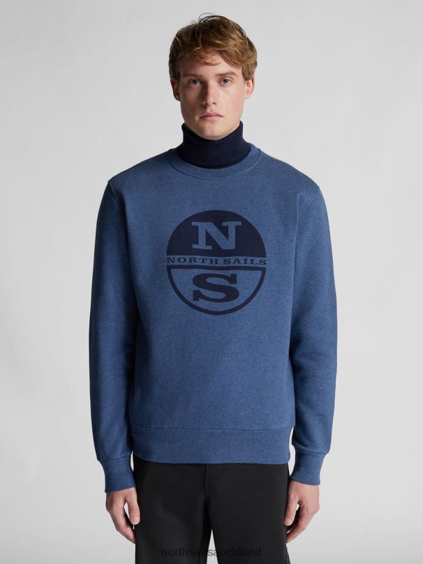 ORGANIC FLEECE SWEATSHIRT Denim blue melange Clothing Men X20HV1324 North Sails