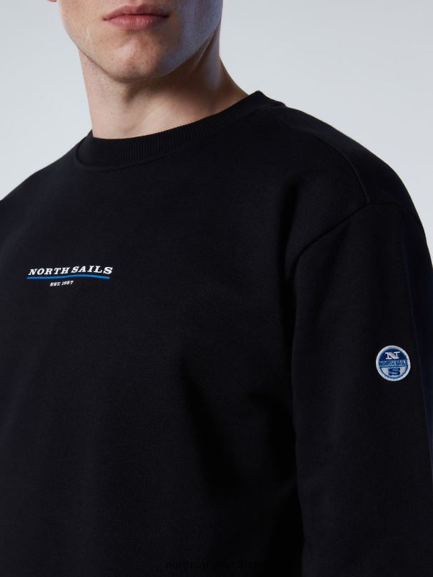 SWEATSHIRT WITH CHEST PRINT Black Clothing Men X20HV295 North Sails