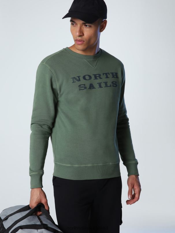 SWEATSHIRT WITH LETTERING Bronze green Clothing Men X20HV930 North Sails