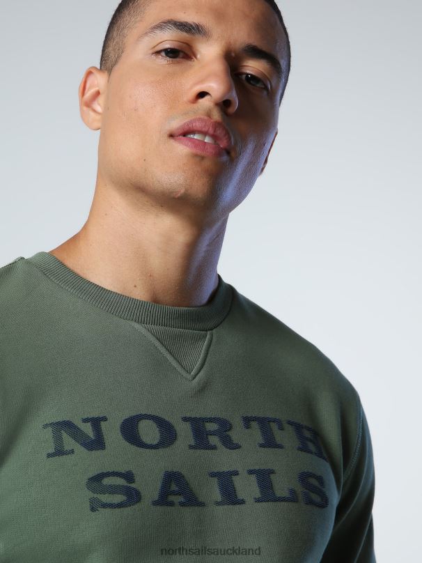 SWEATSHIRT WITH LETTERING Bronze green Clothing Men X20HV930 North Sails
