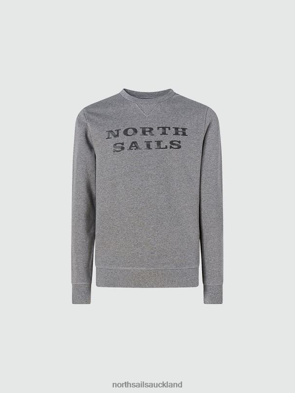 SWEATSHIRT WITH LETTERING Medium grey melange Clothing Men X20HV933 North Sails