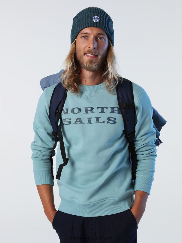 SWEATSHIRT WITH LETTERING Mineral blue Clothing Men X20HV931 North Sails