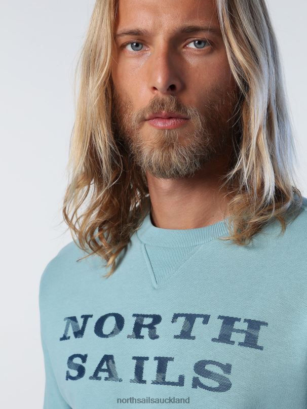 SWEATSHIRT WITH LETTERING Mineral blue Clothing Men X20HV931 North Sails