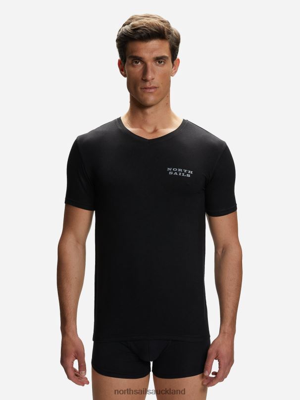 BAMBOO V-NECK T-SHIRT Black Clothing Men X20HV497 North Sails