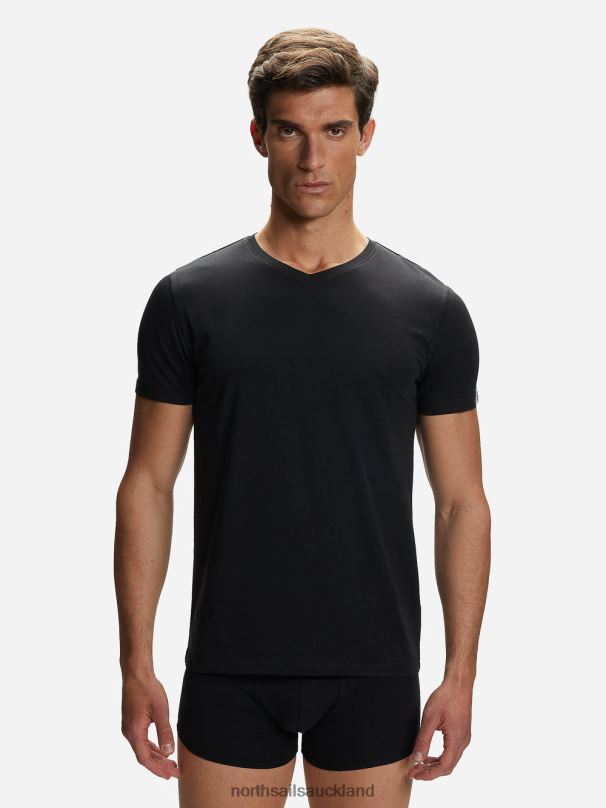 COTTON V-NECK T-SHIRT Black Clothing Men X20HV504 North Sails