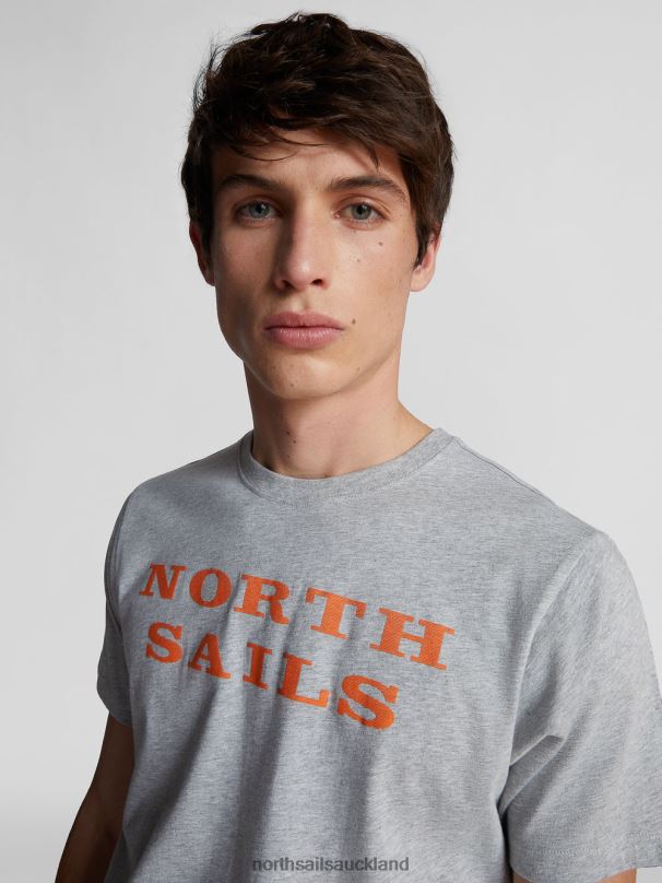 T-SHIRT WITH LETTERING Grey melange Clothing Men X20HV1263 North Sails