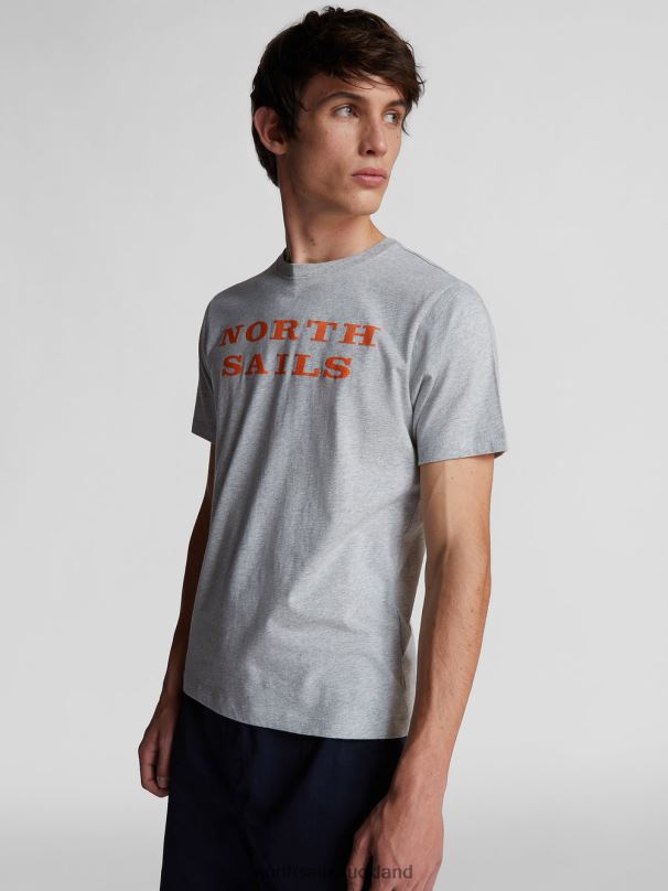 T-SHIRT WITH LETTERING Grey melange Clothing Men X20HV1263 North Sails