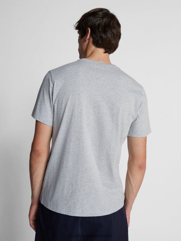 T-SHIRT WITH LETTERING Grey melange Clothing Men X20HV1263 North Sails