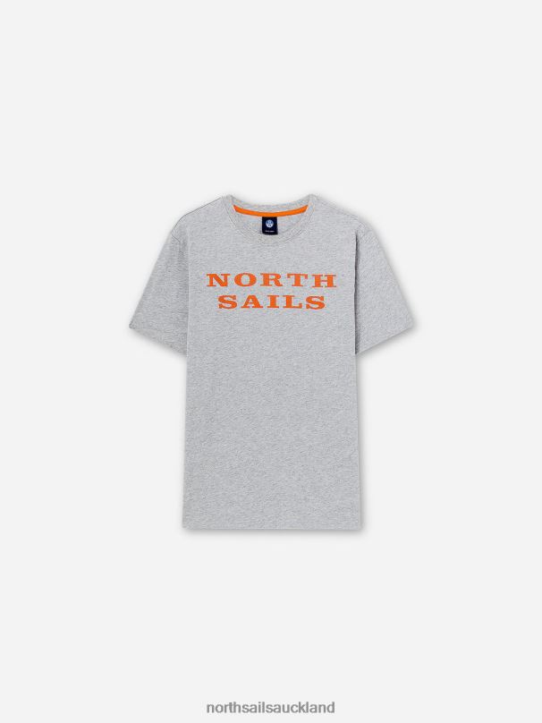 T-SHIRT WITH LETTERING Grey melange Clothing Men X20HV1263 North Sails