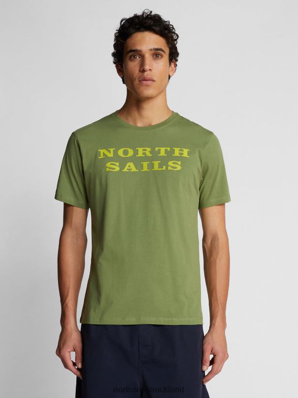 T-SHIRT WITH LETTERING Olive green Clothing Men X20HV1257 North Sails