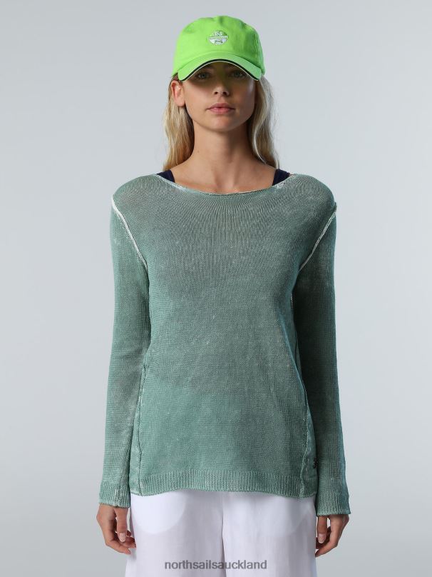 LINEN BOAT-NECK TOP Granite green Clothing Women X20HV570 North Sails